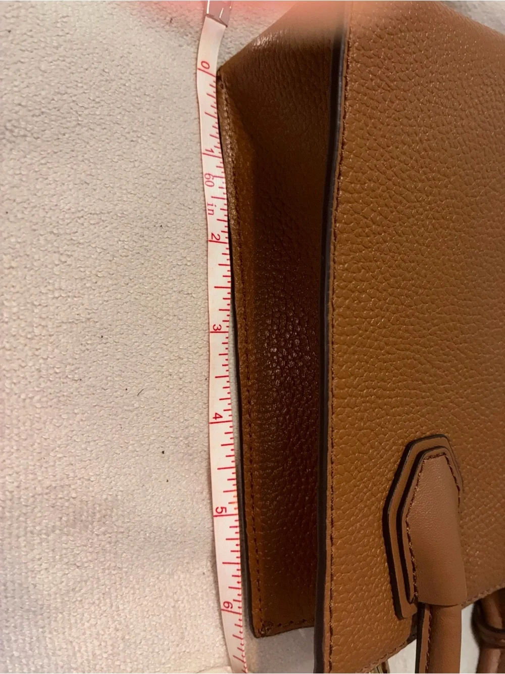 Michael Kors Brown Leather Mini Tote Crossbody with Gold MK Charm